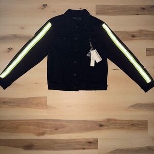 KDNK Black Jean Jacket with Reflective Sleeve Stripes